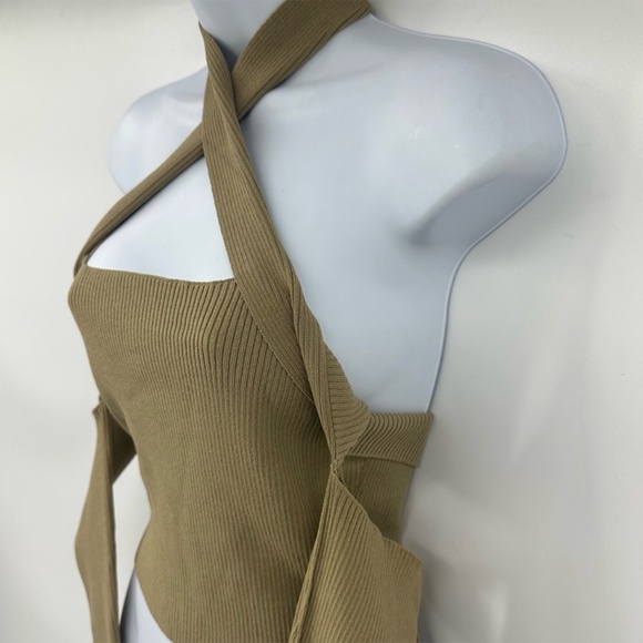 Revolve NBD Eva Off Shoulder Ribbed Top Taupe Size Large New with Tag - Picture 10 of 13